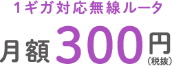 1ギガ対応無線ルータ 月額300円（税抜）