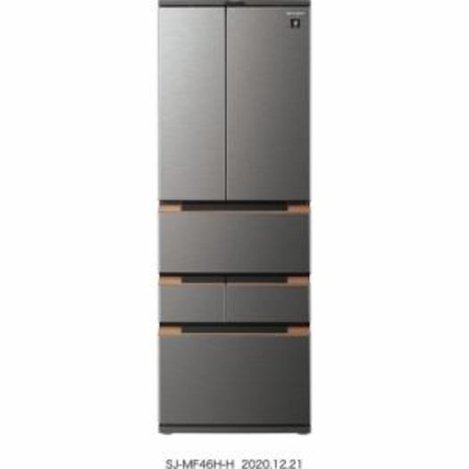 【標準設置付】シャープ  冷蔵庫 457L フレンチドア 6ドア ダークメタル  SJ-MF46H-H
