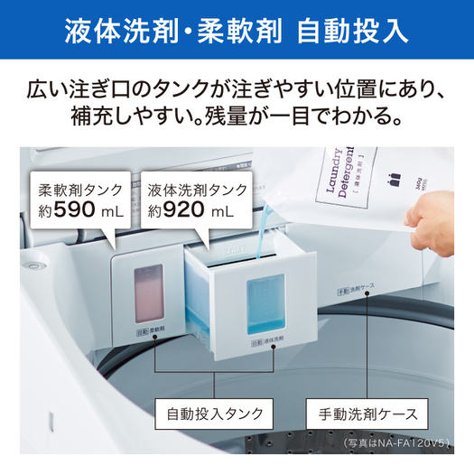 【標準設置対応付】パナソニック NA-FA120V5-W 全自動洗濯機 12kg ホワイト3