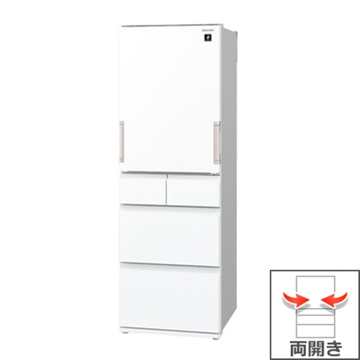 【標準設置対応付】シャープ プラズマクラスター冷蔵庫 （412L・どっちもドア） 5ドア ピュアホワイトSJ-G413G-W3