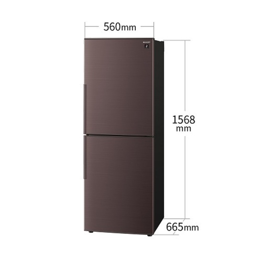【標準設置対応付】シャープ  プラズマクラスター冷蔵庫 （280L・右開き） 2ドア  ブラウン系  SJ-PD28G-T3