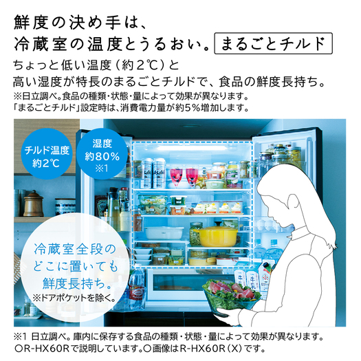 【標準設置対応付】日立 冷蔵庫 HWタイプ 602L フレンチドア 6ドア クリスタルシャンパン R-HW60R XN3