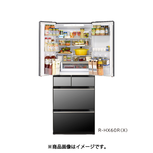 【標準設置対応付】日立 冷蔵庫 HXタイプ 602L フレンチドア 6ドア クリスタルミラー R-HX60R X2