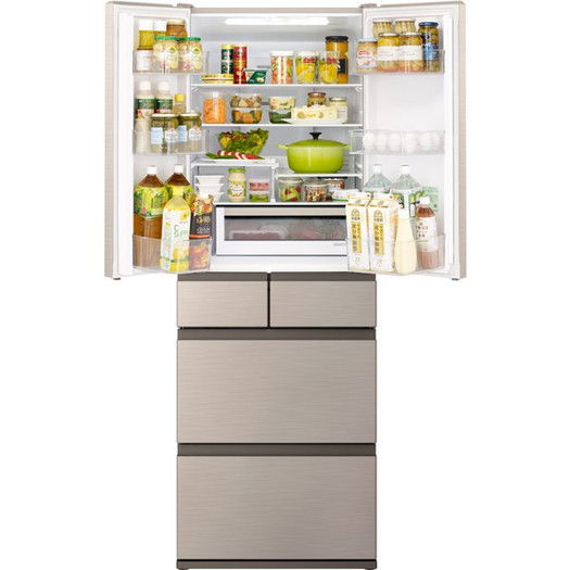 【標準設置対応付】日立 R-H48R N 冷蔵庫（475L・フレンチドア） 6ドア シャンパン3