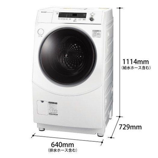 【標準設置対応付】シャープ ES-H10F-WR ドラム式洗濯乾燥機 洗濯10.0kg/乾燥6.0kg 右開き ホワイト系3