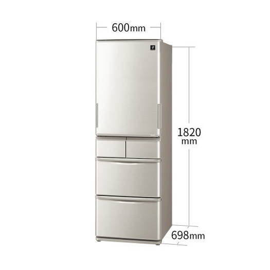 【標準設置対応付】シャープ SJ-X415H-S プラズマクラスター冷蔵庫 （412L・どっちもドア） 5ドア シルバー系3