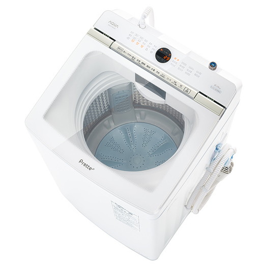 【標準設置対応付】AQUA AQW-VX9M（W） Prette プレッテ 簡易乾燥機能付き洗濯機 9.0kg