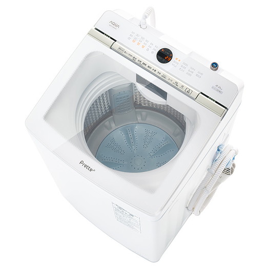 【標準設置対応付】AQUA AQW-VX8M（W） Prette プレッテ 簡易乾燥機能付き洗濯機 8.0kg