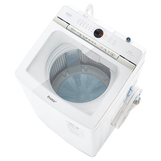 【標準設置対応付】AQUA AQW-VA9M（W） Prette プレッテ 簡易乾燥機能付き洗濯機 9.0kg