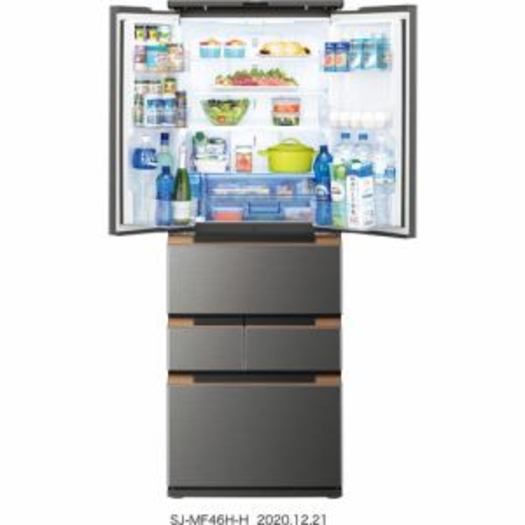 【標準設置対応付】シャープ 冷蔵庫 457L フレンチドア 6ドア ダークメタル SJ-MF46H-H3