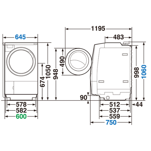 【標準設置対応付】東芝 TW-127XH1L-W ドラム式 ZABOON 洗濯12kg/乾燥7kg 左開き グランホワイト3