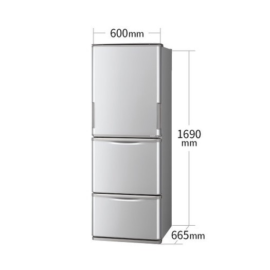 【標準設置対応付】シャープ SJ-W354H-S 冷蔵庫 （350L・どっちもドア） 3ドア シルバー系3