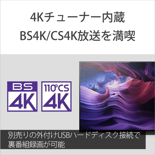 【標準設置対応付】ソニー KJ-48A9S BRAVIA 48V型 地上・BS・110度CSデジタル 有機ELテレビ 4K対応3