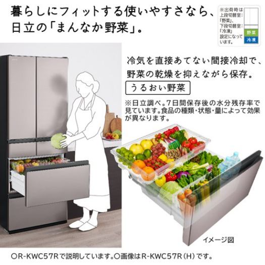 【標準設置工事付】日立 R-KWC50R S 冷蔵庫（498L・フレンチドア） 6ドア ブラストシルバー3