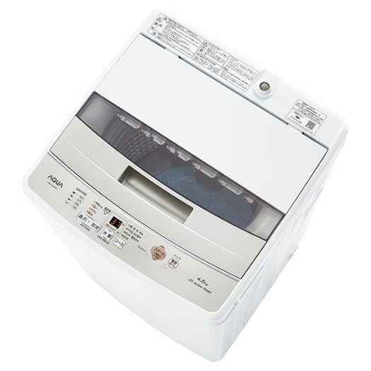 【標準設置工事付】AQUA AQW-S4M（W） 簡易乾燥機能付き洗濯機 洗濯4.5kg