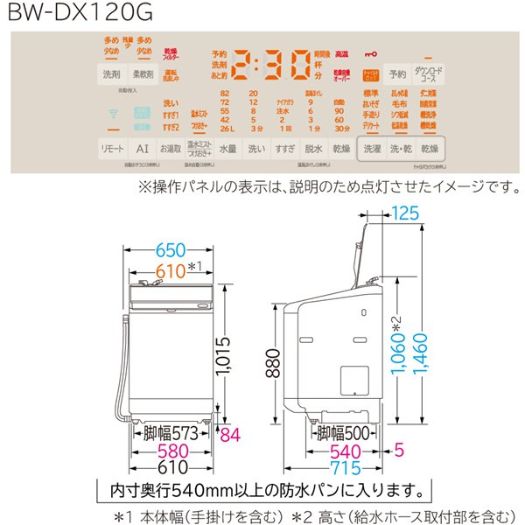 【標準設置対応付】日立 BW-DX120G N 縦型洗濯乾燥機 ビートウォッシュ 洗濯12kg 乾燥6kg 除菌機能 シャンパン2