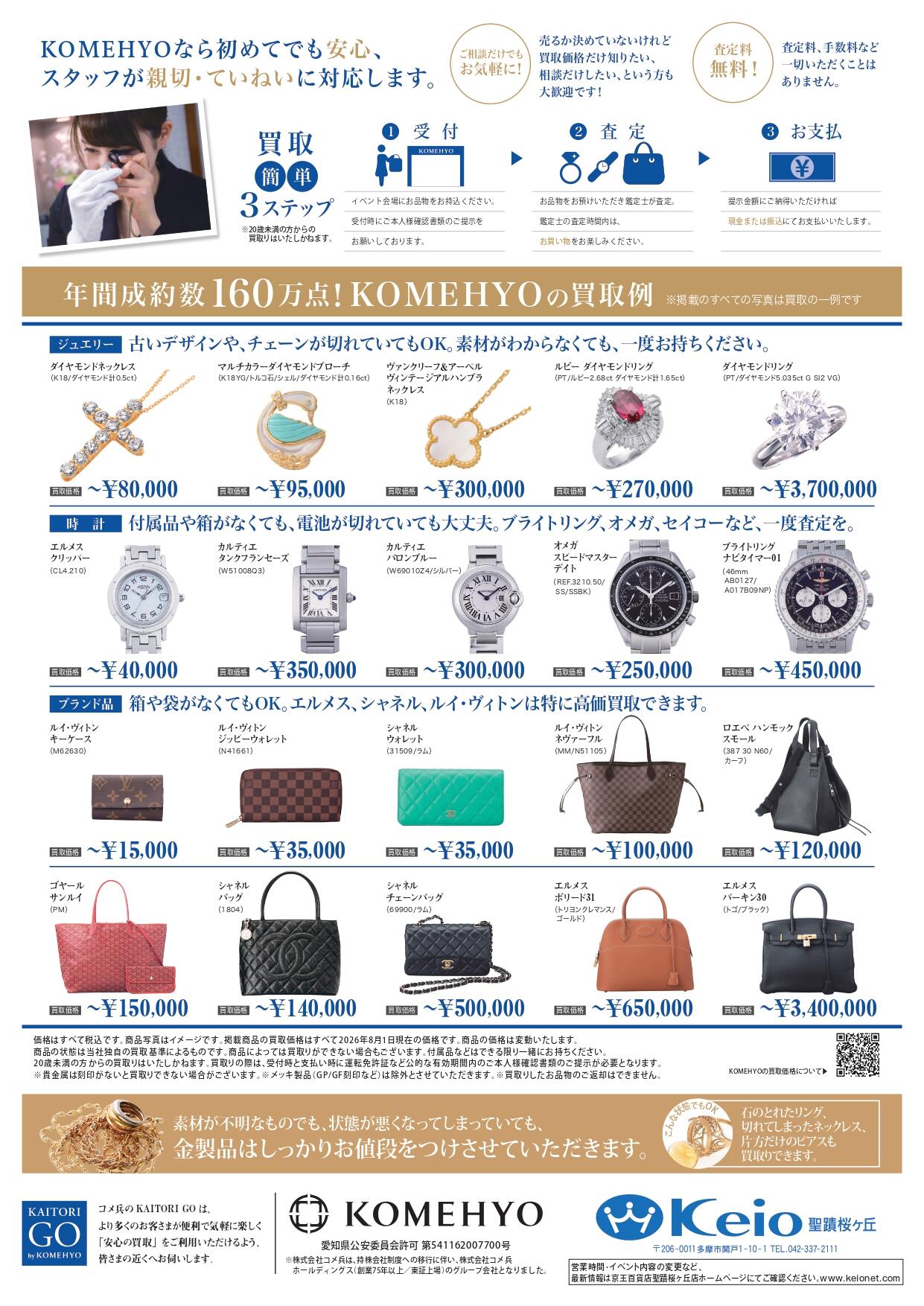 KOMEHYO買取イベント チラシ裏面