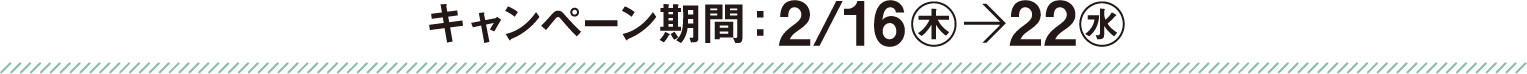 キャンペーン期間 ： 2/16㊍→22㊌ 